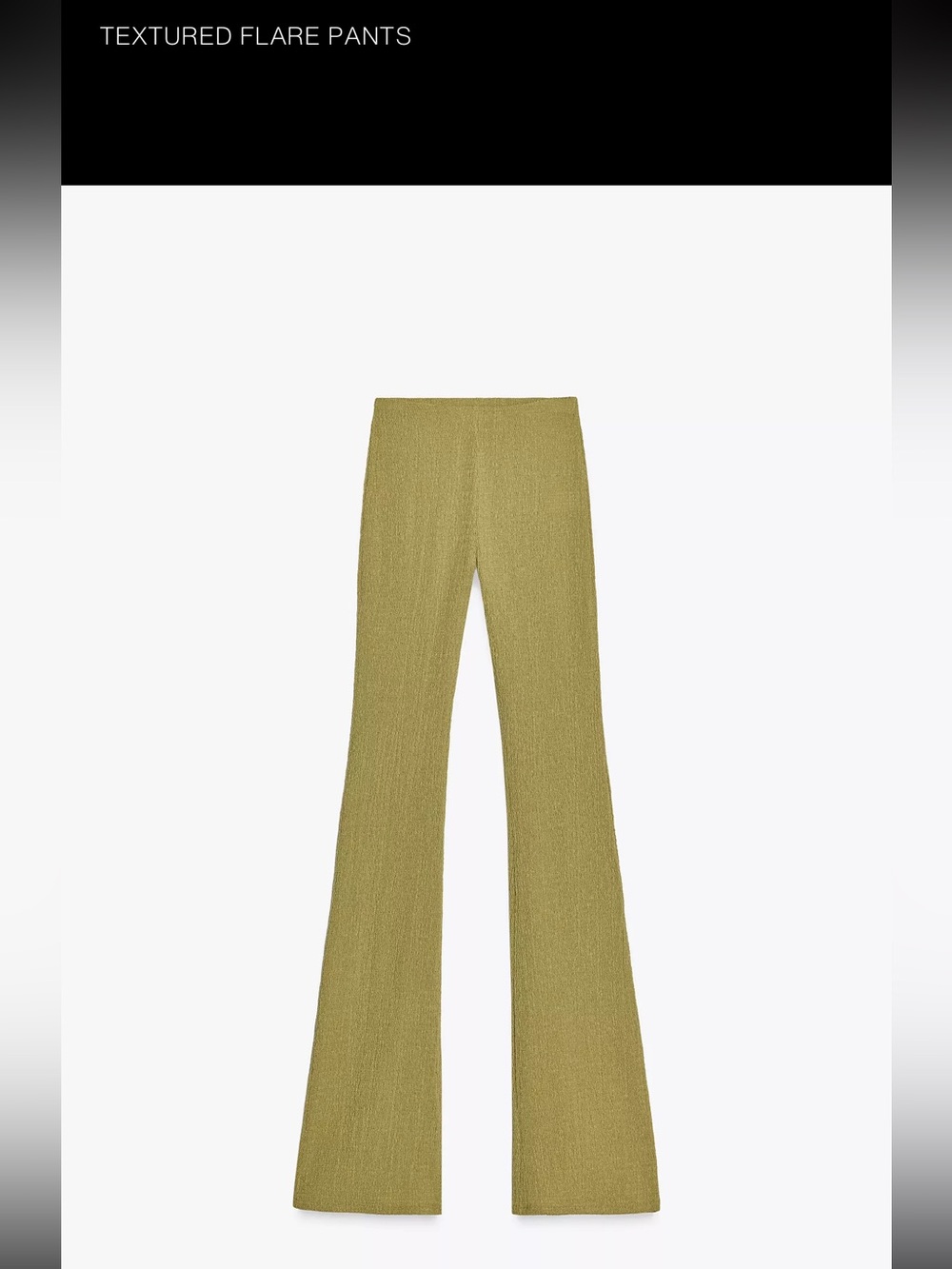 Zara Textured Flare Pants + Top in Olive Green